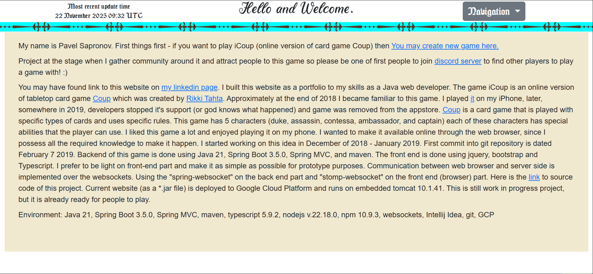 Screenshot der Hauptseite mit lesbarer Schriftart.