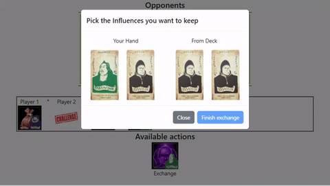 Animiertes GIF, das den Glanz auf Karten während des AUSTAUSCH-Dialogs zeigt.