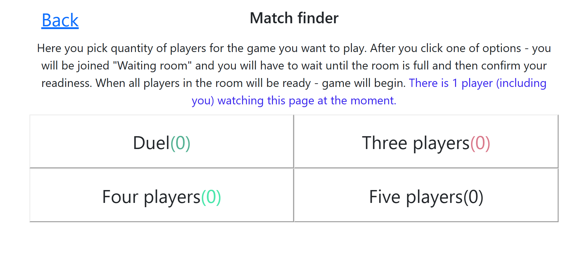 Screenshot der Match-Finder-Seite.